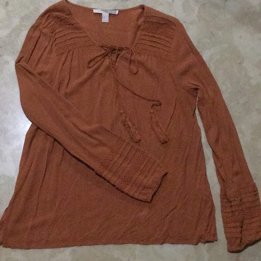 Forever 21 long sleeve blouse with tassels